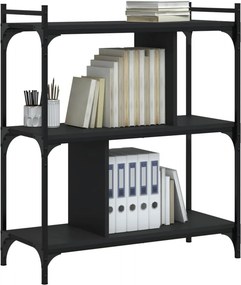 vidaXL Βιβλιοθήκη 3 Επιπέδων Μαύρη 76 x 32 x 88 εκ. από Επεξεργ. Ξύλο