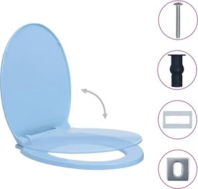 vidaXL Κάλυμμα Λεκάνης με Soft Close &amp;amp; Quick Release Οβάλ Μπλε