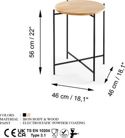 Τραπεζάκι Σαλονιού Μαύρο / Φυσικό SHB 46x46x56