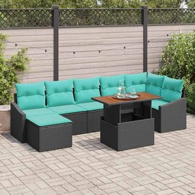 vidaXL Σετ Καναπέ Κήπου 8 pcs Μαύρο και Τυρκουάζ