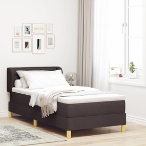 Κρεβάτι Box Spring με Στρώμα vidaXL Σκούρο Καφέ 100x200 εκ. Υφάσματος