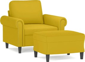 vidaXL Πολυθρόνα Κίτρινη 60 εκ. Βελούδινη με Υποπόδιο
