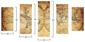 ΠΕΝΤΑΠΤΥΧΟΣ ΠΙΝΑΚΑΣ MDF VINTAGE WORLD MAP HM7206.06 100X60x0,3 εκ. - MDF - HM7206.06