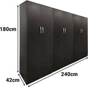 Ντουλάπα εξάφυλλη Athos pakoworld wenge 240x42x180εκ