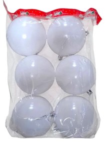 Σετ Χριστουγεννιάτικες μπάλες - 10cm - 6pcs - 326024 - White-326024_WHITE