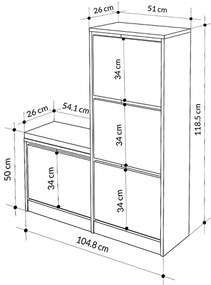 Παπουτσοθήκη Dude Megapap χρώμα γκρι ρετρό104,8x26x118,5εκ.