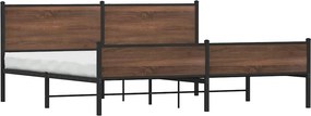 vidaXL Σκελετός Κρεβ. Χωρίς Στρώμα Καφέ Δρυς 193x203 εκ. Μεταλλικό
