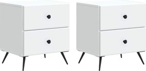 vidaXL Κομοδίνο 2 τεμ. Λευκό 43 x 34,5 x 47,5 εκ Επεξεργασμένο Ξύλο
