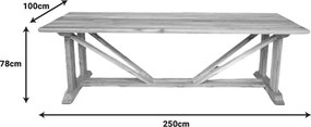 Τραπέζι Smarious pakoworld teak ξύλο σε φυσική απόχρωση 250x100x78εκ