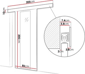 Συρόμενη πόρτα Marti IV-Kafe - 86.00Χ0.00Χ205.00cm