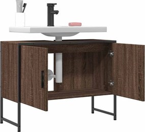 vidaXL Ντουλάπι Μπάνιου Νιπτήρα Καφέ Δρυς 80 x 33 x 60 εκ. Επεξ. Ξύλο