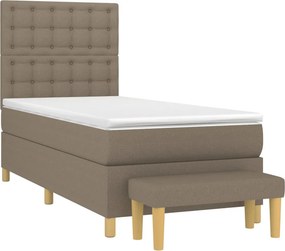 vidaXL Κρεβάτι Boxspring με Στρώμα Taupe 90x190 εκ.Υφασμάτινο