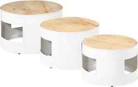 vidaXL Τραπέζια Μπαρ Σχήμα Ντραμς 3Τεμ. από Μασίφ Ακατ. Ξύλο Μάνγκο