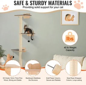 VEVOR Wall Mounted Cat Shelves Tree with Platform Tree-Shaped Cat Furniture