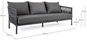 Καναπές Τριθέσιος Florencia WG21 Γκρι 220x85x86εκ. - Γκρι