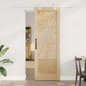 vidaXL Συρόμενη Πόρτα  με Σετ Υλικού 73.5x211 εκ. Συμπαγές Ξύλο Πεύκου