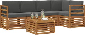 vidaXL Σαλονάκι Γωνιακού Καναπέ με μαξιλάρι 6 pcs Φυσικό και Ανθρακί