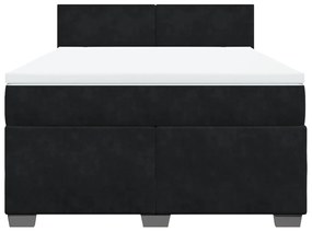 vidaXL Κρεβάτι Boxspring με Στρώμα Μαύρο 140x190 εκ. Βελούδινο