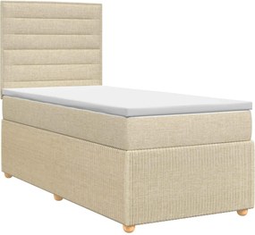 vidaXL Κρεβάτι box spring με στρώμα Κρεμ 90 x 200 cm Ύφασμα