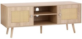VEVOR Rattan TV Stand, Boho TV Cabinet for 55 inch TV, Mid Century Modern TV Stand, Rattan TV Console with Adjustable Shelfs for  Living Room, Media Room, Oak