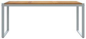 vidaXL Τραπέζι Εξωτερικού Χώρου Γκρι 180x90x75 εκ. Από Χάλυβα & Στερεό Ξύλο Ακακίας