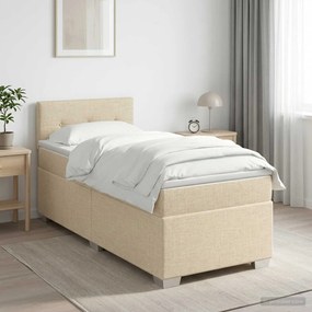 vidaXL Κρεβάτι box spring με στρώμα Κρεμ 90 x 200 cm Ύφασμα