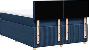 vidaXL Κρεβάτι Boxspring με Στρώμα Μπλε 160x200 εκ. Υφασμάτινο