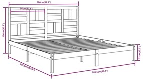 vidaXL Πλαίσιο Κρεβατιού Καφέ Μελί 200 x 200 εκ. από Μασίφ Ξύλο