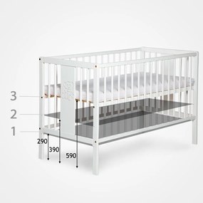 Κρεβατάκι μωρού Elgin 100, 60x120, 94cm, Τάβλες για Κρεβάτι, Δεν ρυθμίζεται, Ρυθμιζόμενο ύψος ύπνου, Άσπρο, Ξύλο: Πεύκο | Epipla1.gr