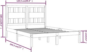 vidaXL Πλαίσιο Κρεβατιού 120 x 190 εκ. Μασίφ Πεύκο Small Double