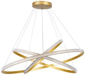 Φωτιστικό Οροφής Diamond Trio 61141-Deco  Led 150W Φ60+80+100cm Gold Matt GloboStar Αλουμίνιο