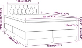 vidaXL Κρεβάτι Boxspring με Στρώμα Κρεμ 120x200 εκ. Υφασμάτινο