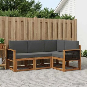 vidaXL Σειρά Καναπέ Εξωτερικού 4 pcs Φυσικό και Ανθρακί Πολυεστέρας