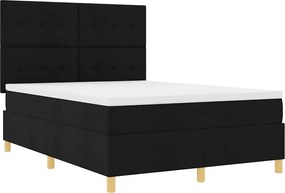 vidaXL LED Κρεβάτι με βάθρο με στρώμα Μαύρο 160 x 200 cm ύφασμα