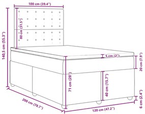 Κρεβάτι Boxspring με Στρώμα Μαύρο 120x200 εκ. Υφασμάτινο - Μαύρο