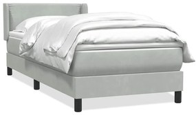 vidaXL Box Spring κρεβάτι με στρώμα ανοιχτό γκρι 90x220 εκ. Βελούδινο