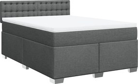 vidaXL Κρεβάτι Boxspring με Στρώμα Σκούρο Γκρι 140x200 εκ Υφασμάτινο