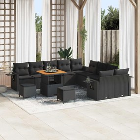 vidaXL Σετ Καναπέ Κήπου 13 pcs Μαύρο συνθετικό ρατάν