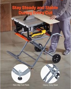 VEVOR Portable Table Saw Stand with Wheels 350lbs Load Capacity Rolling Foldable