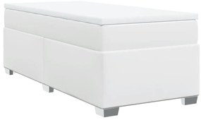 vidaXL Κρεβάτι Boxspring με Στρώμα Λευκό 100x200εκ.από Συνθετικό Δέρμα