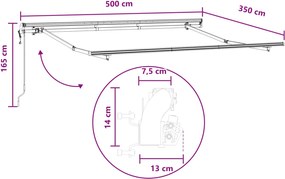 vidaXL Αναδιπλούμενη τέντα Άμμος 500 x 350 εκ