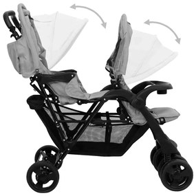 vidaXL Καρότσι Διδύμων Ανοιχτό Γκρι Ατσάλινο