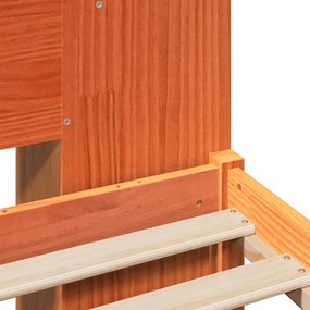 Κρεβάτι Βιβλιοθήκη Χωρίς Στρώμα 140x190 εκ Μασίφ Ξύλο Πεύκου - Καφέ
