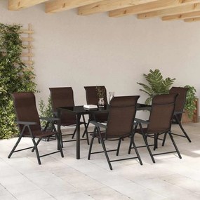vidaXL Σέτ φαγητού για κήπο Ρυθμιζόμενο ύψος 7 pcs Καφέ Πολυ ράταν