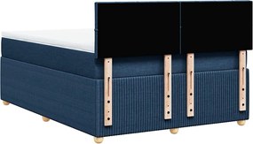 vidaXL Κρεβάτι Boxspring με Στρώμα Μπλε 140x190 εκ. Υφασμάτινο