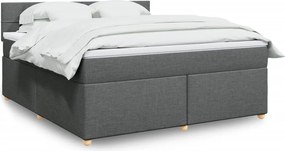 vidaXL Κρεβάτι Boxspring με Στρώμα Σκούρο Γκρι 180x200 εκ Υφασμάτιν