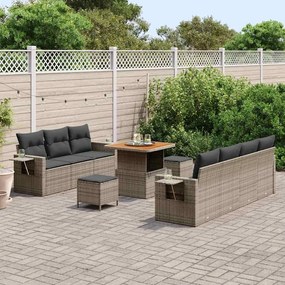 vidaXL Σετ Καναπέ Κήπου 10 pcs Γκρι συνθετικό ρατάν