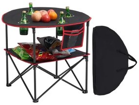 VEVOR Folding Portable Camping Table Oxford Outdoor Round Table 4 Cup Holders