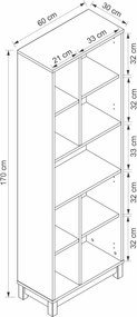 Βιβλιοθήκη Λευκό / Καρυδί RAEFRO 60x30x170