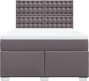 vidaXL Κρεβάτι Boxspring με Στρώμα Γκρι 160x200εκ. από Συνθετικό Δέρμα